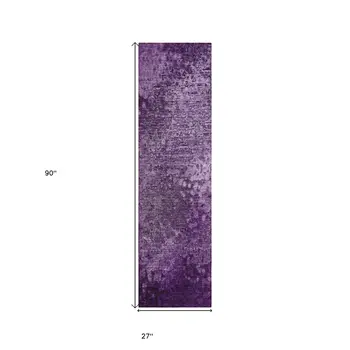 8' Runner Purple Washable Non Skid Indoor Outdoor Runner Rug