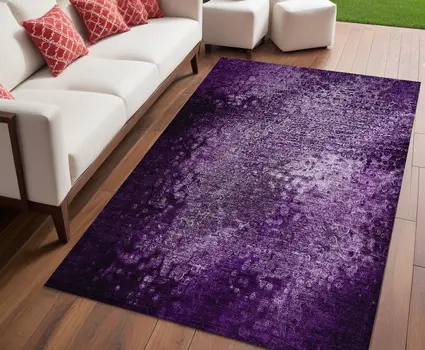 5' X 8' Purple Washable Non Skid Indoor Outdoor Area Rug