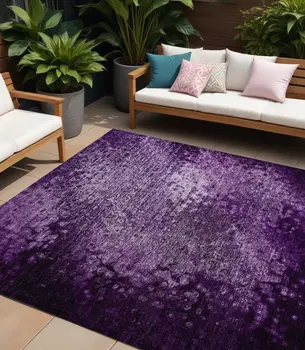 10' X 14' Purple Washable Non Skid Indoor Outdoor Area Rug