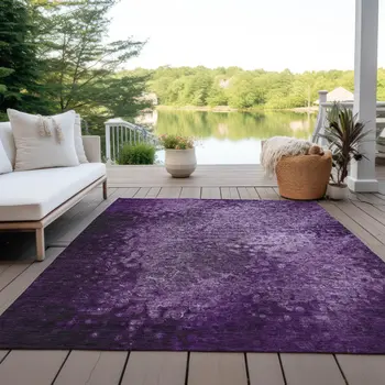 10' X 14' Purple Washable Non Skid Indoor Outdoor Area Rug