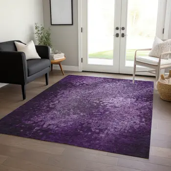 10' X 14' Purple Washable Non Skid Indoor Outdoor Area Rug