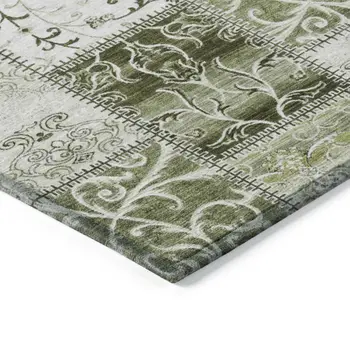 3' X 5' Green Patchwork Washable Non Skid Indoor Outdoor Area Rug