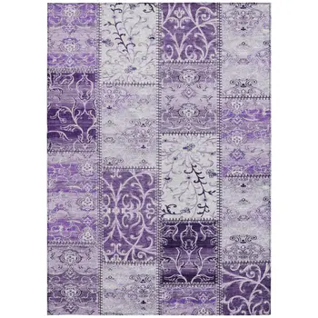 8' X 10' Purple Patchwork Washable Non Skid Indoor Outdoor Area Rug
