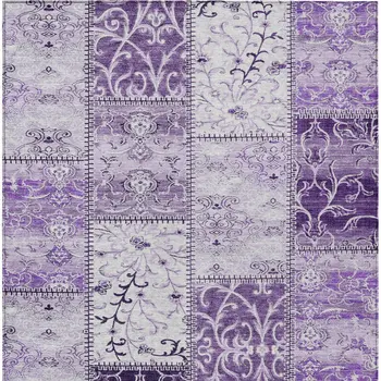 10' X 14' Purple Patchwork Washable Indoor Outdoor Area Rug