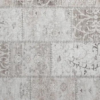 2' X 3' Taupe Patchwork Washable Indoor Outdoor Area Rug