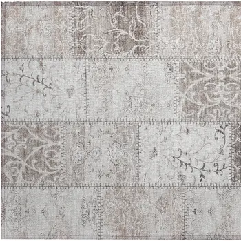 2' X 3' Taupe Patchwork Washable Indoor Outdoor Area Rug