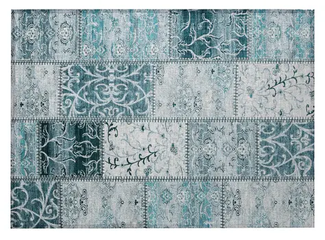 2' X 3' Teal Patchwork Washable Non Skid Indoor Outdoor Area Rug