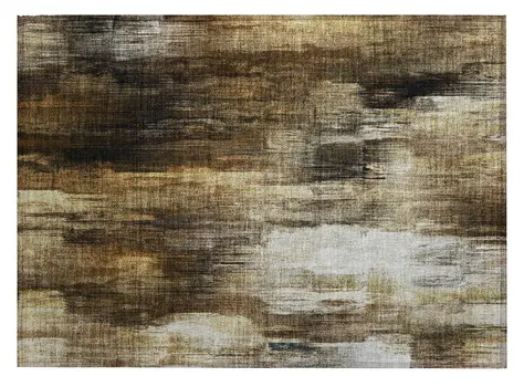2' X 3' Chocolate Abstract Washable Non Skid Indoor Outdoor Area Rug
