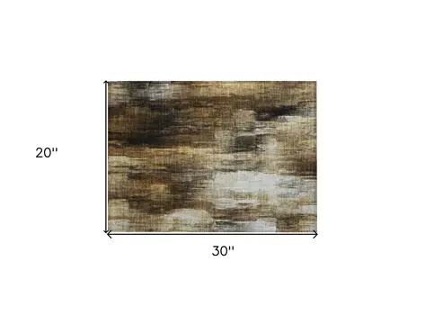 2' X 3' Chocolate Abstract Washable Non Skid Indoor Outdoor Area Rug
