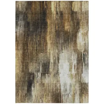 3' X 5' Chocolate Abstract Washable Non Skid Indoor Outdoor Area Rug