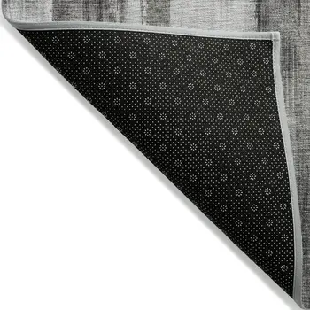 2' X 3' Gray and Black Abstract Washable Non Skid Indoor Outdoor Area Rug