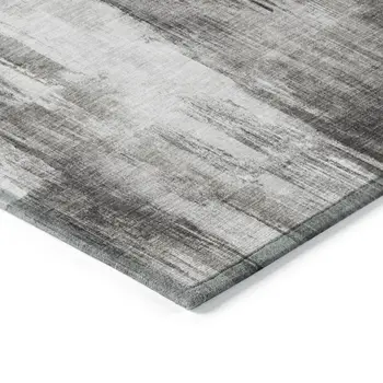 9' X 12' Gray and Black Abstract Washable Non Skid Indoor Outdoor Area Rug