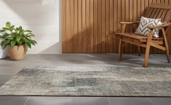 8' Taupe And Gray Abstract Washable Indoor Outdoor Runner Rug