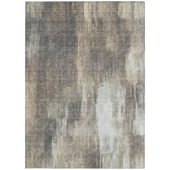 8' X 10' Taupe And Gray Abstract Washable Indoor Outdoor Area Rug