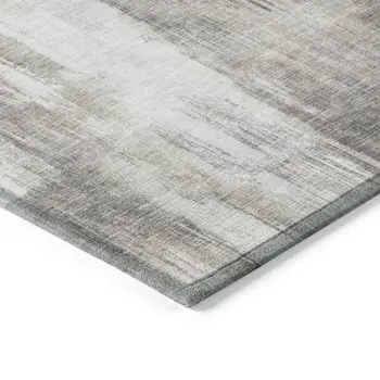 10' X 14' Taupe and Gray Abstract Washable Non Skid Indoor Outdoor Area Rug