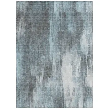 8' X 10' Teal Abstract Washable Non Skid Indoor Outdoor Area Rug