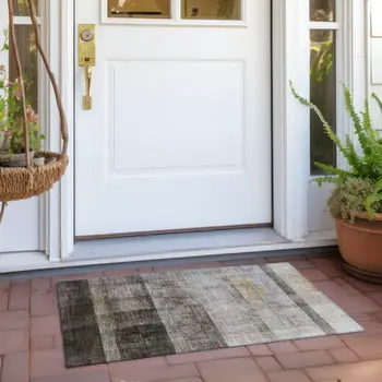 2' X 3' Brown Ombre Washable Non Skid Indoor Outdoor Area Rug