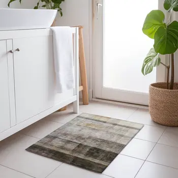 2' X 3' Brown Ombre Washable Non Skid Indoor Outdoor Area Rug
