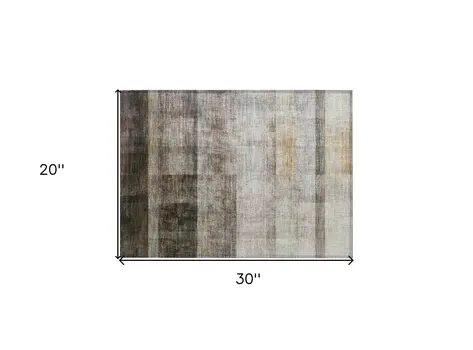 2' X 3' Brown Ombre Washable Non Skid Indoor Outdoor Area Rug