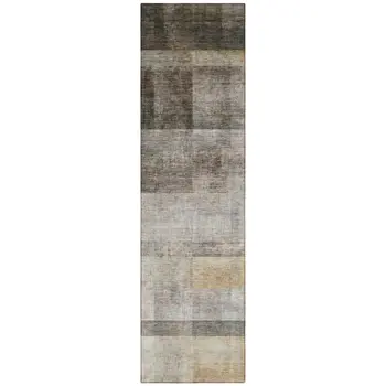8' Runner Brown Ombre Washable Non Skid Indoor Outdoor Runner Rug