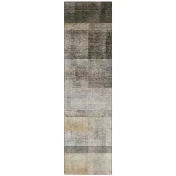 8' Runner Brown Ombre Washable Non Skid Indoor Outdoor Runner Rug