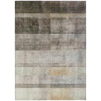 3' X 5' Brown Ombre Washable Non Skid Indoor Outdoor Area Rug