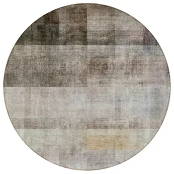8' Round Brown Round Ombre Washable Non Skid Indoor Outdoor Area Rug