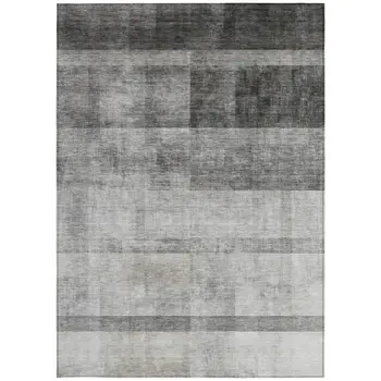 8' X 10' Gray Ombre Washable Non Skid Indoor Outdoor Area Rug