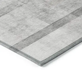 9' X 12' Gray Ombre Washable Non Skid Indoor Outdoor Area Rug