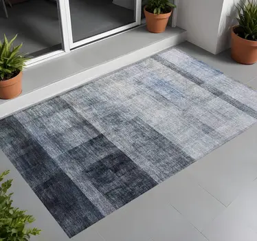 3' X 5' Gray Ombre Washable Indoor Outdoor Area Rug