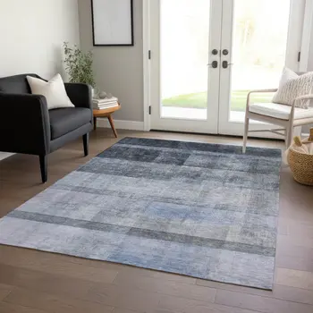3' X 5' Gray Ombre Washable Indoor Outdoor Area Rug