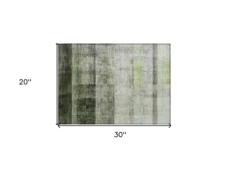 2' X 3' Olive Green Ombre Washable Non Skid Indoor Outdoor Area Rug