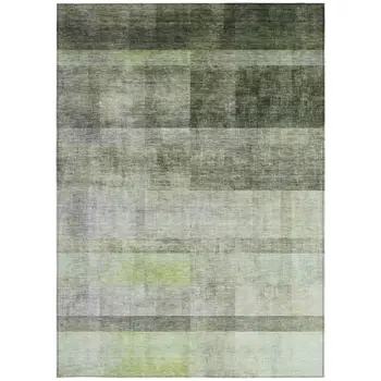 10' X 14' Olive Green Ombre Washable Non Skid Indoor Outdoor Area Rug