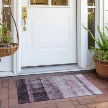 2' X 3' Purple Ombre Washable Non Skid Indoor Outdoor Area Rug