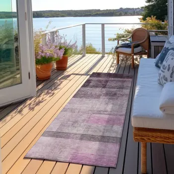 8' Purple Ombre Washable Indoor Outdoor Runner Rug