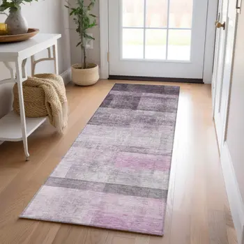 8' Purple Ombre Washable Indoor Outdoor Runner Rug