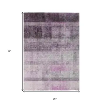 3' X 5' Purple Ombre Washable Non Skid Indoor Outdoor Area Rug
