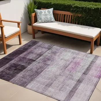 5' X 8' Purple Ombre Washable Non Skid Indoor Outdoor Area Rug