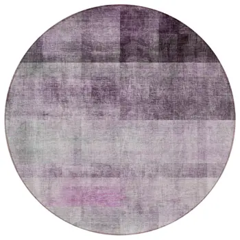 8' Purple Round Ombre Washable Indoor Outdoor Area Rug