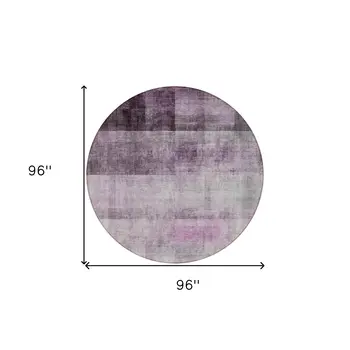 8' Purple Round Ombre Washable Indoor Outdoor Area Rug