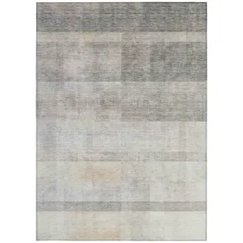 3' X 5' Taupe Ombre Washable Non Skid Indoor Outdoor Area Rug