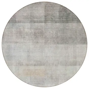 8' Round Taupe Round Ombre Washable Non Skid Indoor Outdoor Area Rug