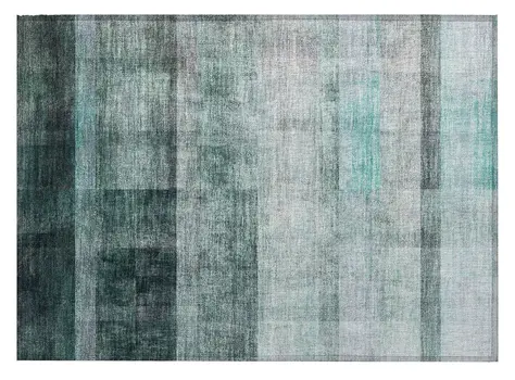2' X 3' Teal Ombre Washable Non Skid Indoor Outdoor Area Rug