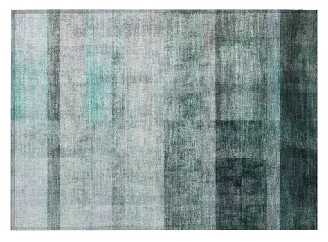 2' X 3' Teal Ombre Washable Non Skid Indoor Outdoor Area Rug