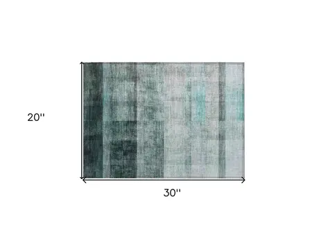 2' X 3' Teal Ombre Washable Non Skid Indoor Outdoor Area Rug