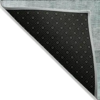 9' X 12' Teal Ombre Washable Non Skid Indoor Outdoor Area Rug