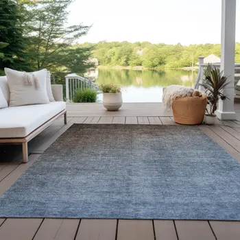 5' X 8' Blue and Green Ombre Washable Non Skid Indoor Outdoor Area Rug