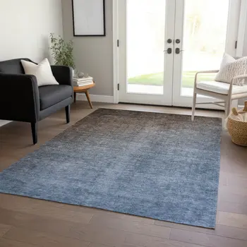 8' X 10' Blue And Green Ombre Washable Indoor Outdoor Area Rug