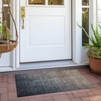 2' X 3' Taupe and Gray Ombre Washable Non Skid Indoor Outdoor Area Rug