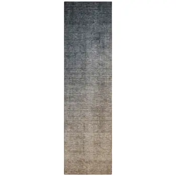 8' Taupe And Gray Ombre Washable Indoor Outdoor Runner Rug